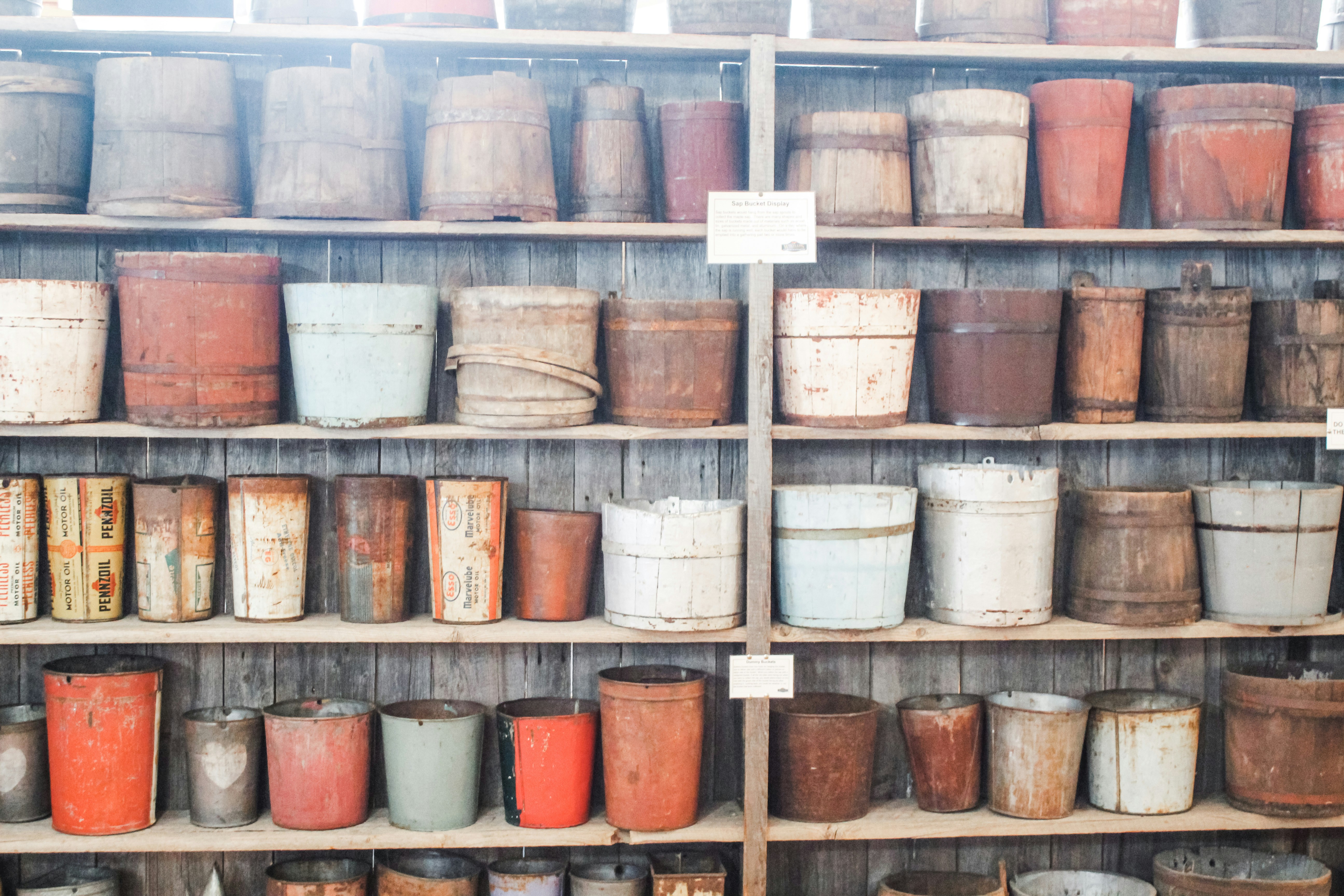 Cover image for the post. Various old pots and buckets on a shelf. Photo taken by Jessica Johnston.