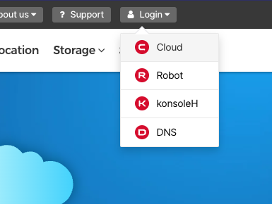 Dropdown menu for selecting the cloud option