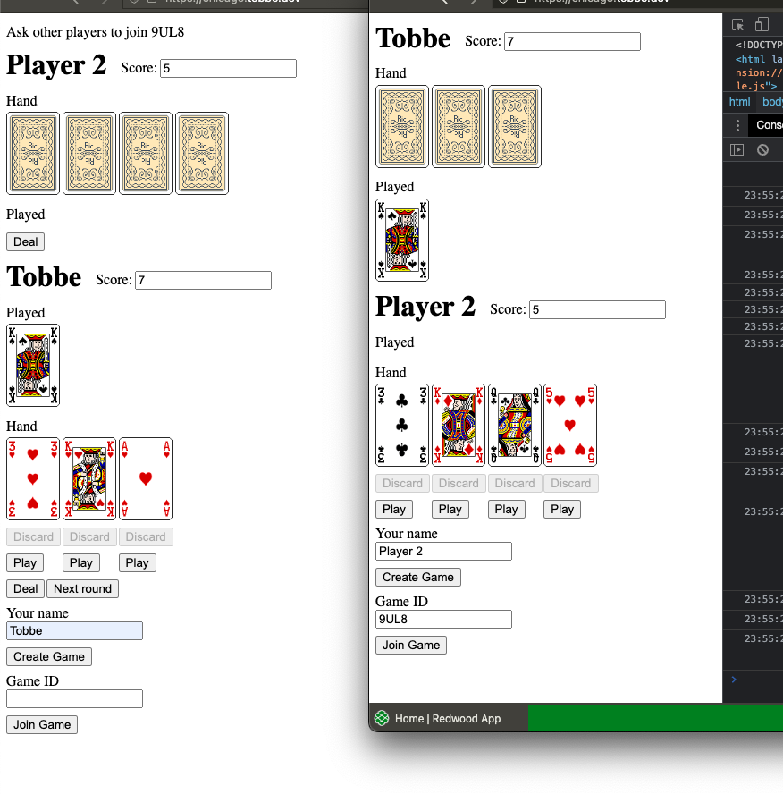 screenshot of a two player game